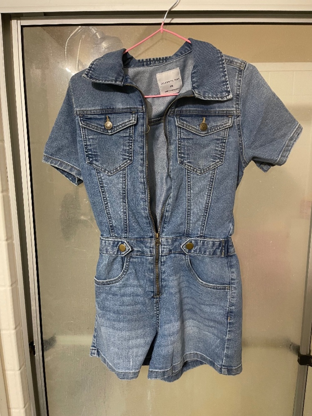 Celebrate Pink Jean Romper Size XS